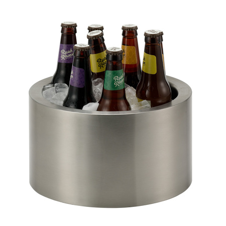 SERVICE IDEAS Double Wall Party Tub, 1.5 Gallon, Stainless Steel, Brushed PT2BS